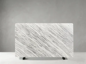 Bianco Ondulato Marble slab with fine continuous diagonal grey veining