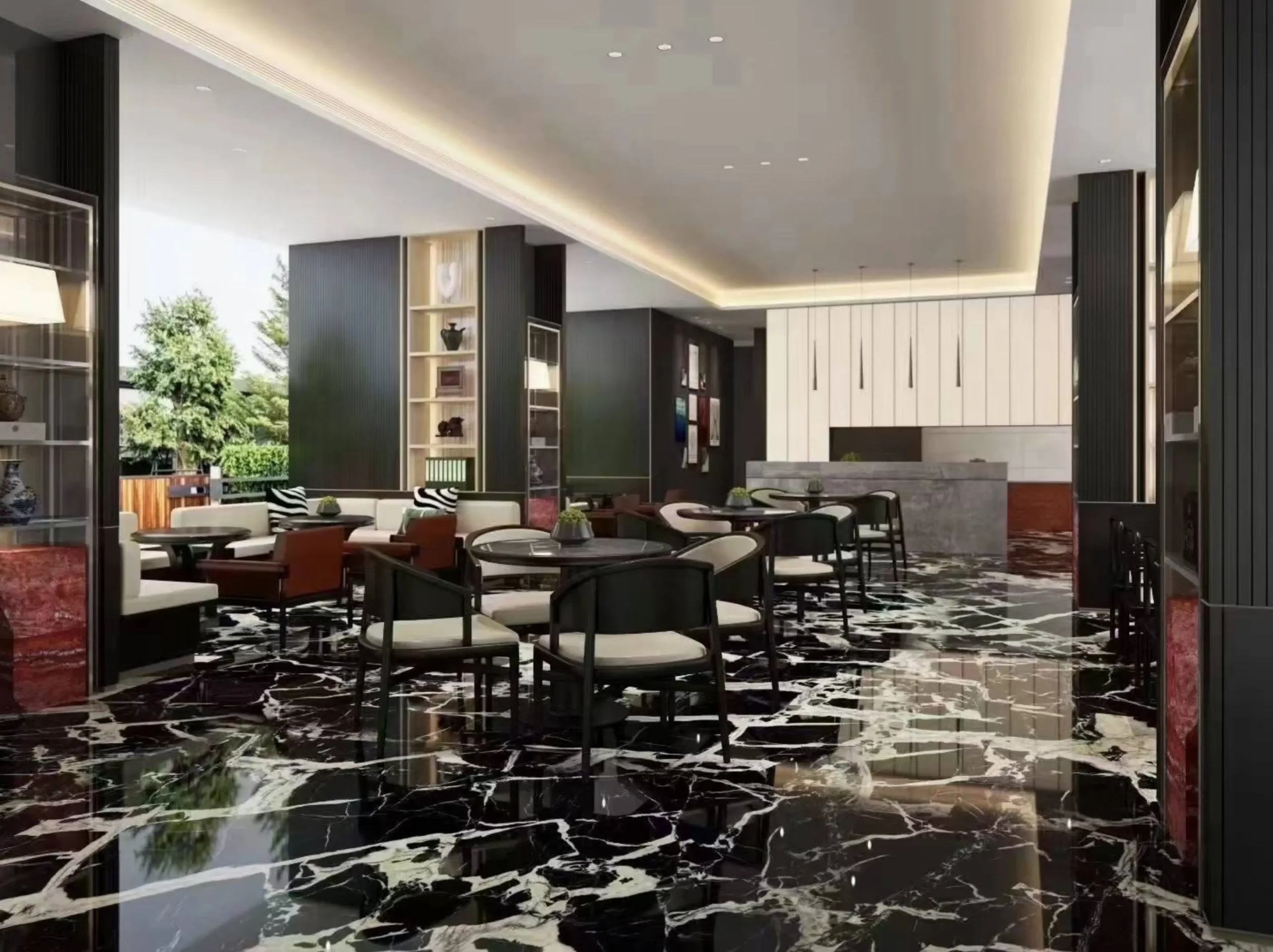 black-grand-antique-marble-luxury-lobby-flooring-02.webp black grand antique marble lobby flooring with dramatic black and white breccia veins