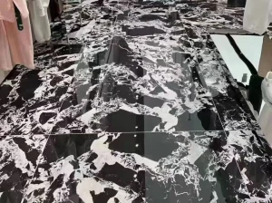 black noir grand antique marble polished floor tiles with black white breccia pattern