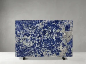 blue namibian sodalite granite slab with cobalt blue and white crystalline pattern