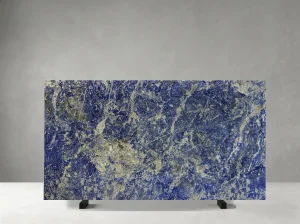 blue sodalite marble slab with blue cream and grey mineral texture for interiors