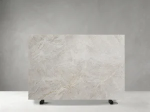 Branco Taj Mahal Quartzite natural slab with warm ivory background and beige veins
