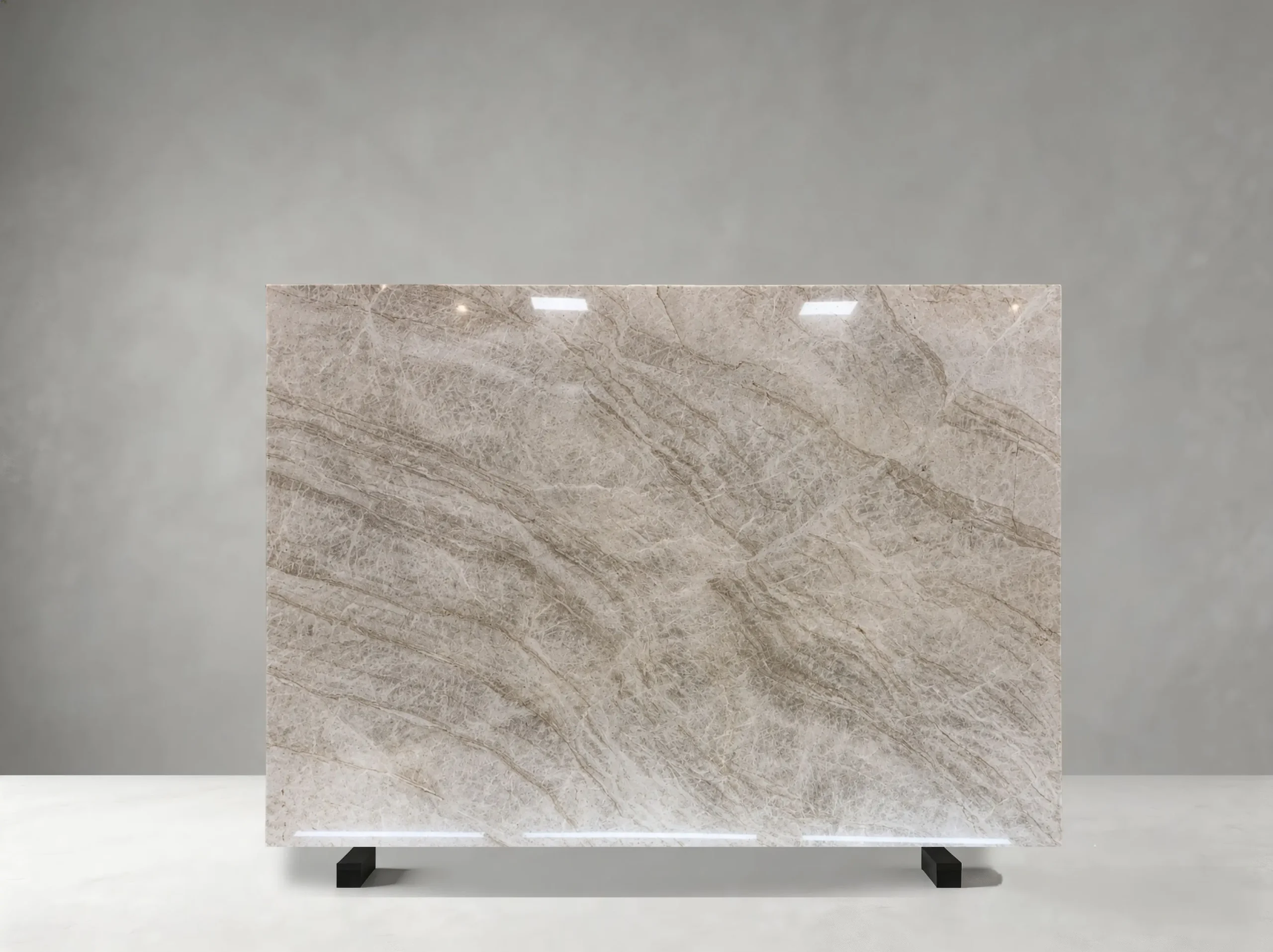 brazilian-taj-mahal-quartzite-natural-slab-01.webp Front view of Brazilian Taj Mahal Quartzite slab with ivory-grey crystalline movement