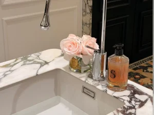 breccia capraia marble bathroom vanity top with cream and dark breccia veins