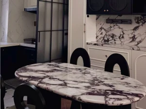 breccia caprara marble dining table top for kitchen and luxury interior design