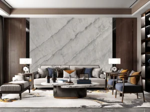 bruce gray marble living room feature wall with light grey diagonal veining