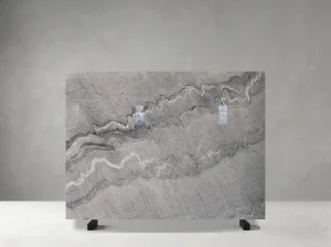 bruce gray marble slab with wavy grey and white natural veining