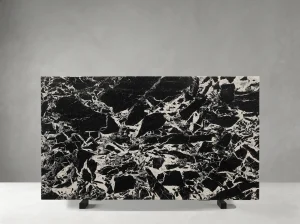bvlgari black marble slab deep black breccia pattern for luxury interior projects