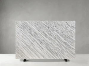 Polished Calacatta Armani Marble slab with dense diagonal grey linear veining