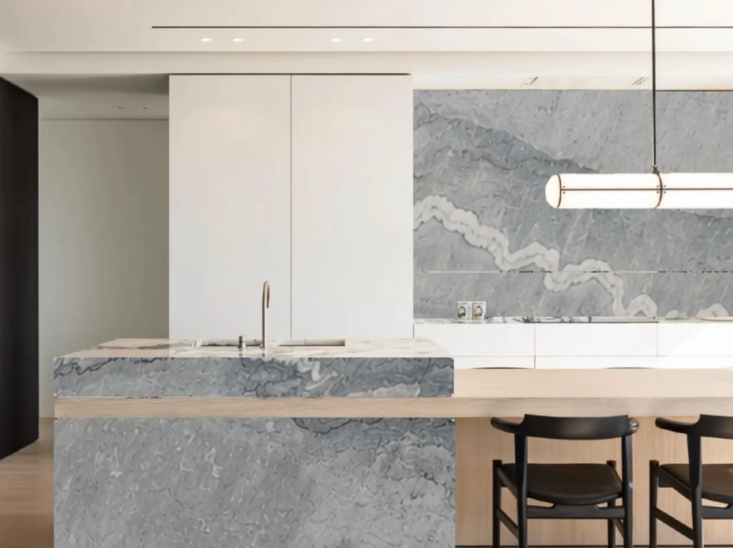 china-bruce-gray-marble-kitchen-island-backsplash-02.webp china bruce gray marble kitchen island and backsplash with silver grey layered veining