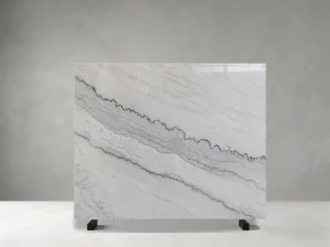 China Carrara White Marble slab with flowing grey diagonal bands
