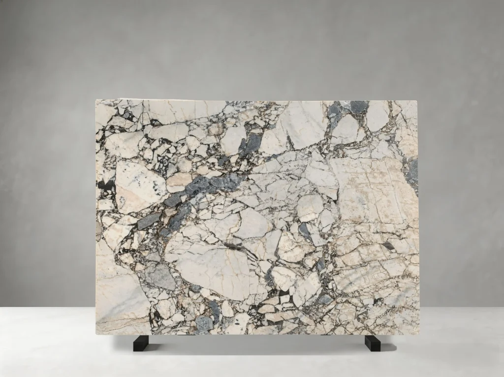 chinese bulgari marble slab cream ivory grey brecciated pattern for luxury interiors
