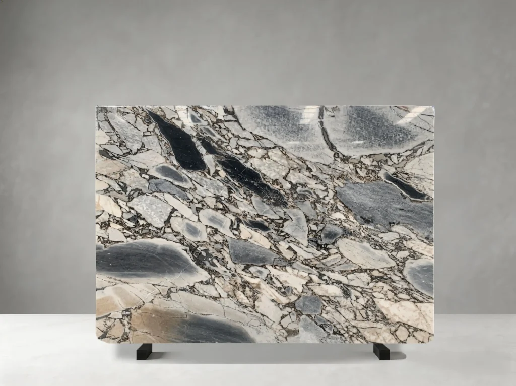 chinese bvlgari marble slab grey charcoal breccia for walls tables stairs and island tops