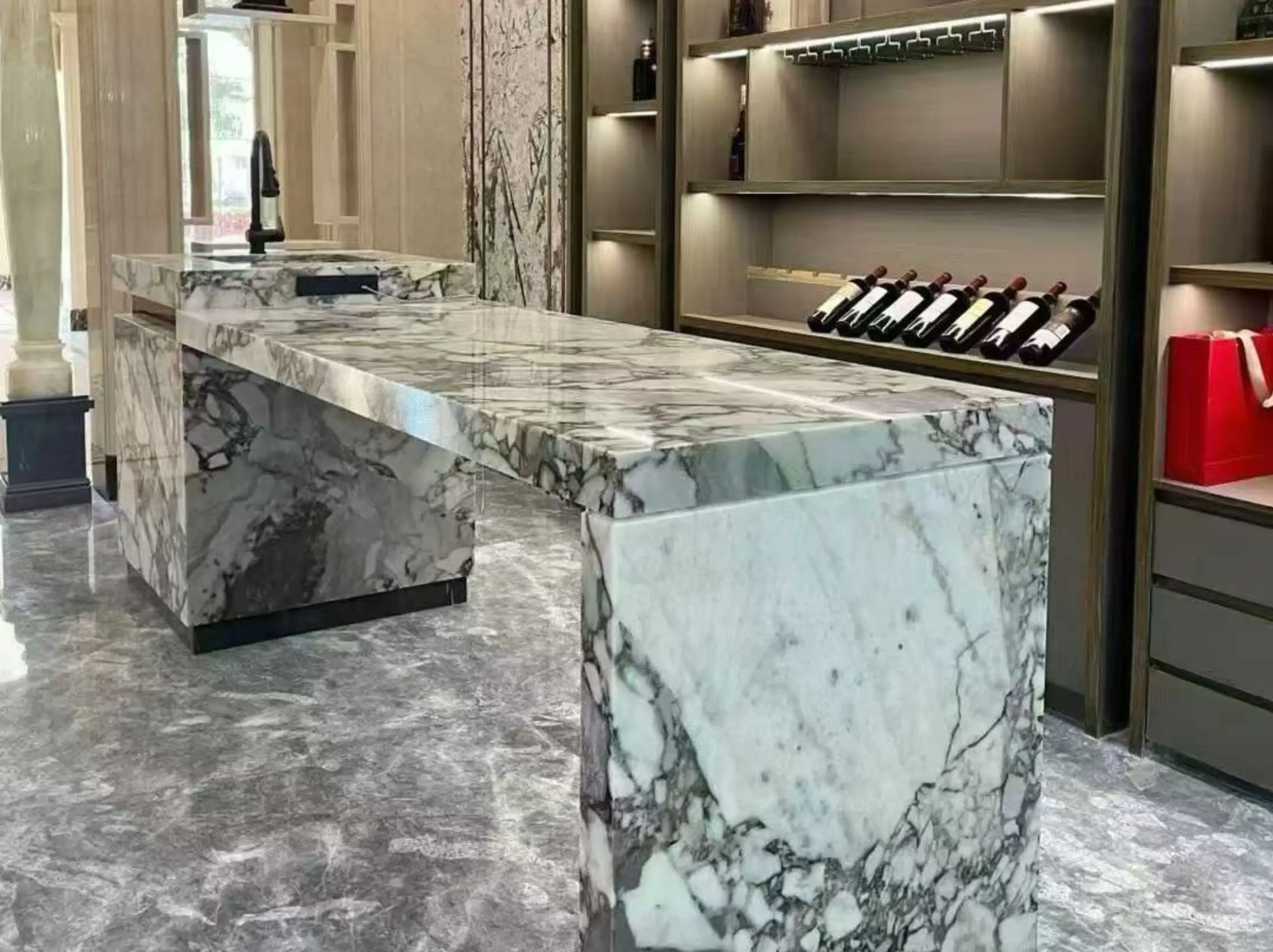 chinese-calacatta-violet-marble-bar-counter-03.webp chinese calacatta violet marble bar counter with ivory grey and dark brecciated fragments