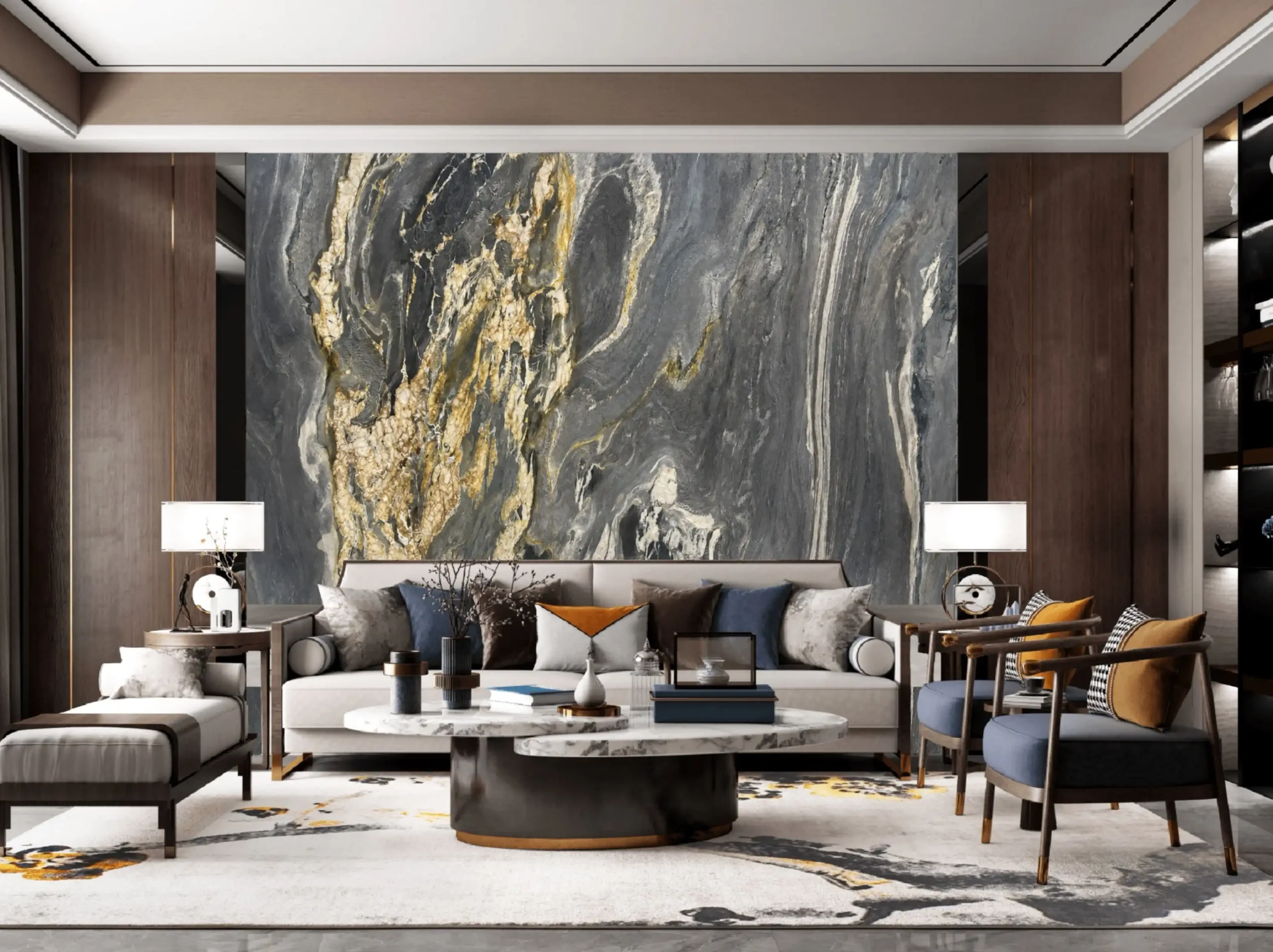 cloud-wave-marble-grey-gold-feature-wall-03.webp cloud wave marble grey gold feature wall for luxury living room interior design