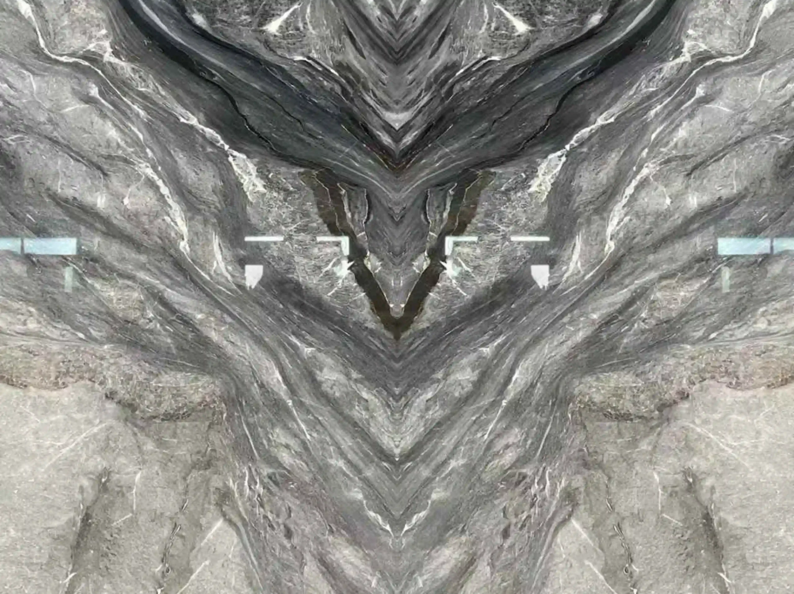 florence-gray-marble-bookmatched-feature-wall-03.webp Bookmatched Florence Gray Marble with symmetrical dark gray veining