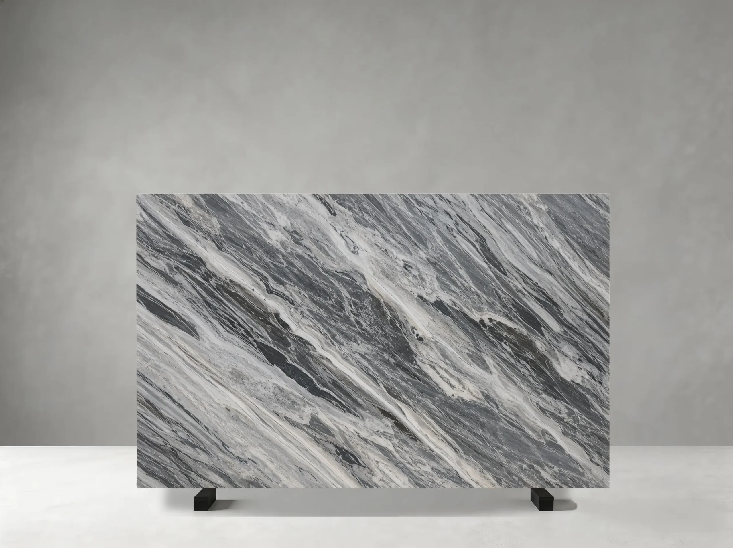 florence-gray-marble-slab-charcoal-white-veins-05.webp Florence Gray Marble slab with bold charcoal and white veining