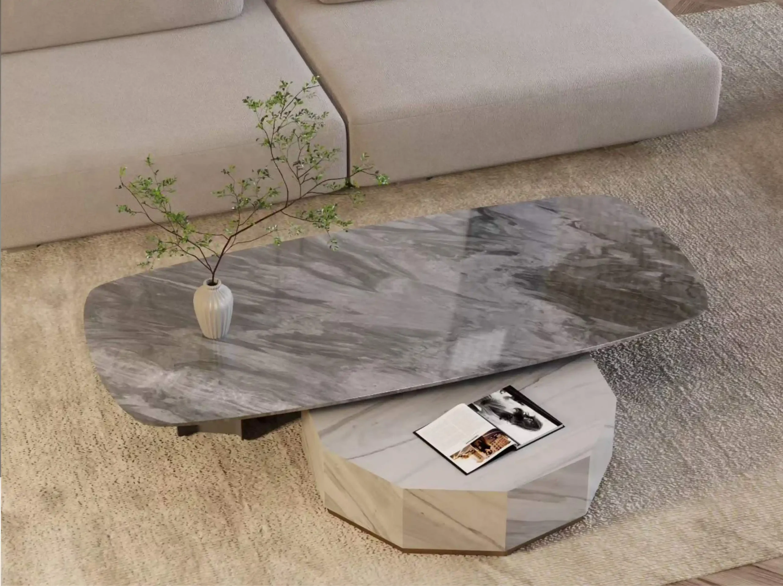 florence-grey-marble-custom-coffee-table-02.webp Florence Grey Marble custom coffee table in a modern living room