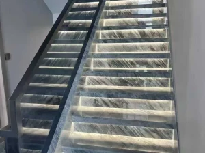 Florence Grey Marble staircase with integrated step lighting
