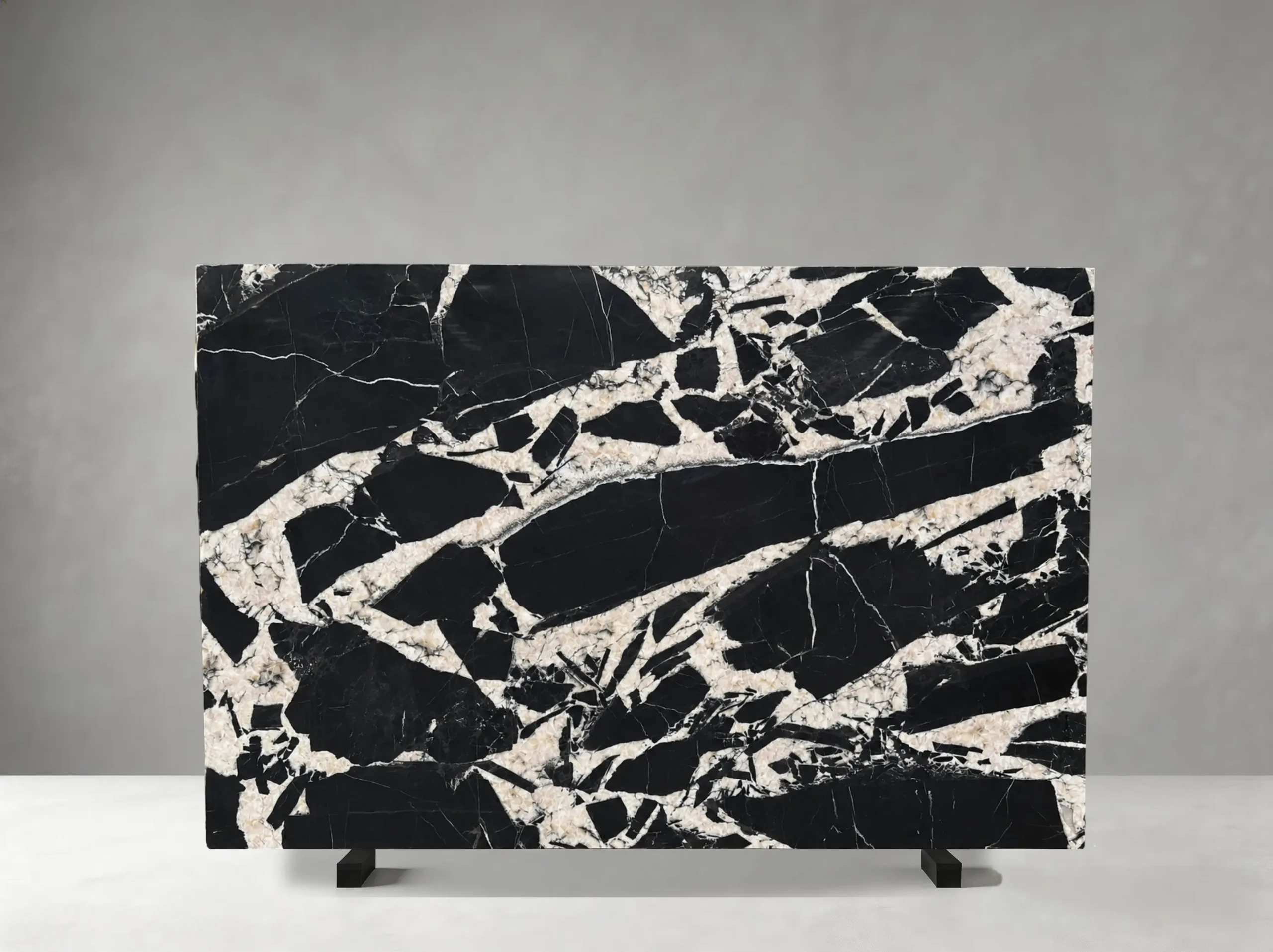 french-black-marble-slab-black-white-breccia-04.webp french black marble slab with black base and ivory white breccia texture