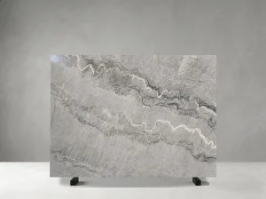 grey bruce marble slab with layered grey pattern dark linear details and white wavy veins