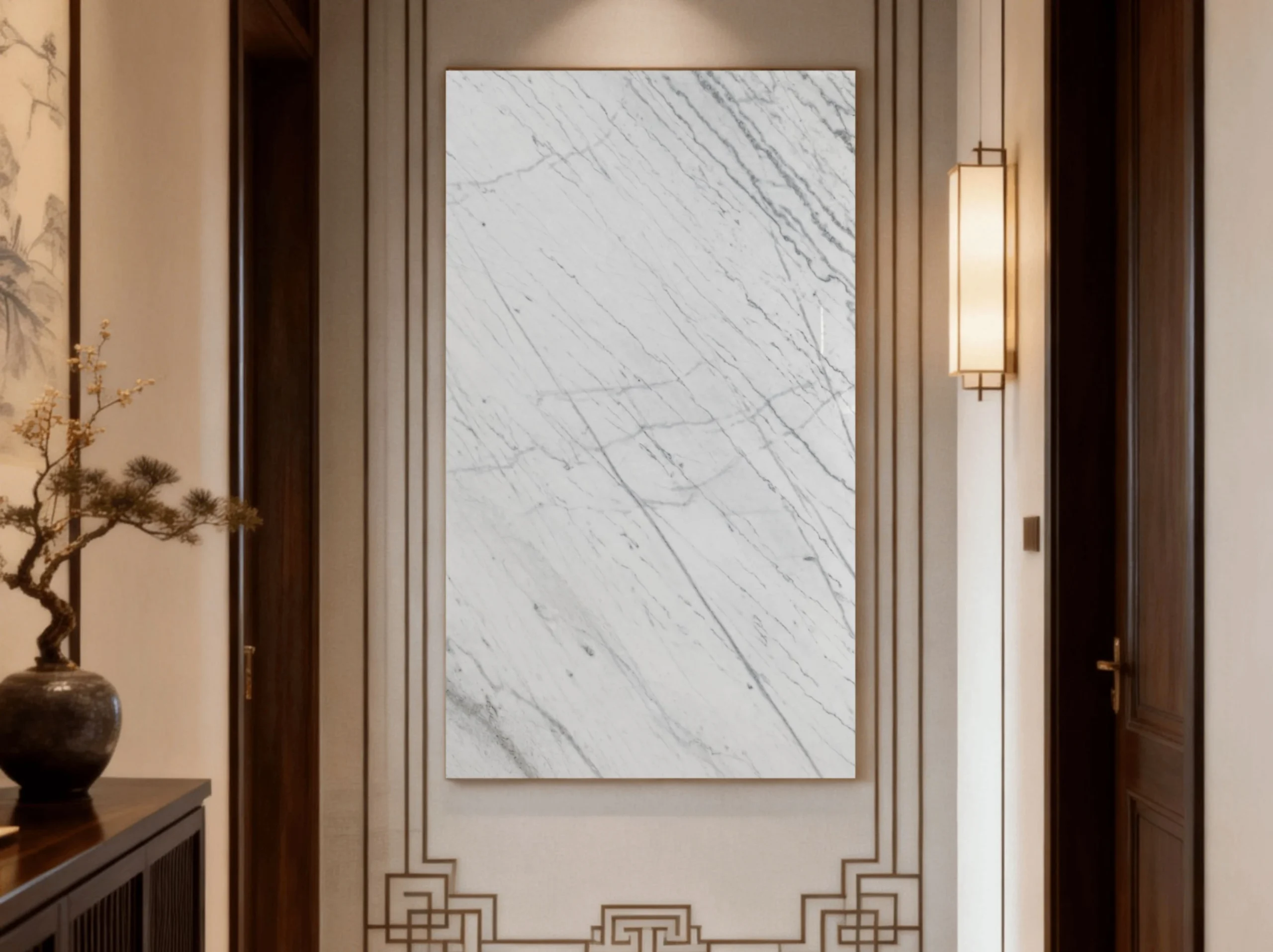 guangxi-white-marble-decorative-wall-panel.webp Guangxi White Marble decorative wall panel with fine grey veins