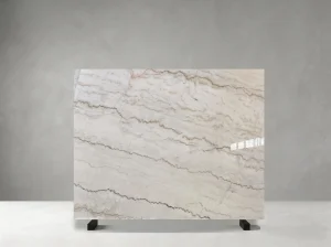 Guangxi White Marble slab with flowing beige-grey natural veins