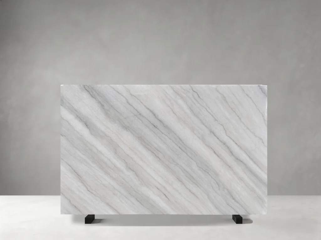 Guanxi Carrara White Marble slab with soft parallel grey veins