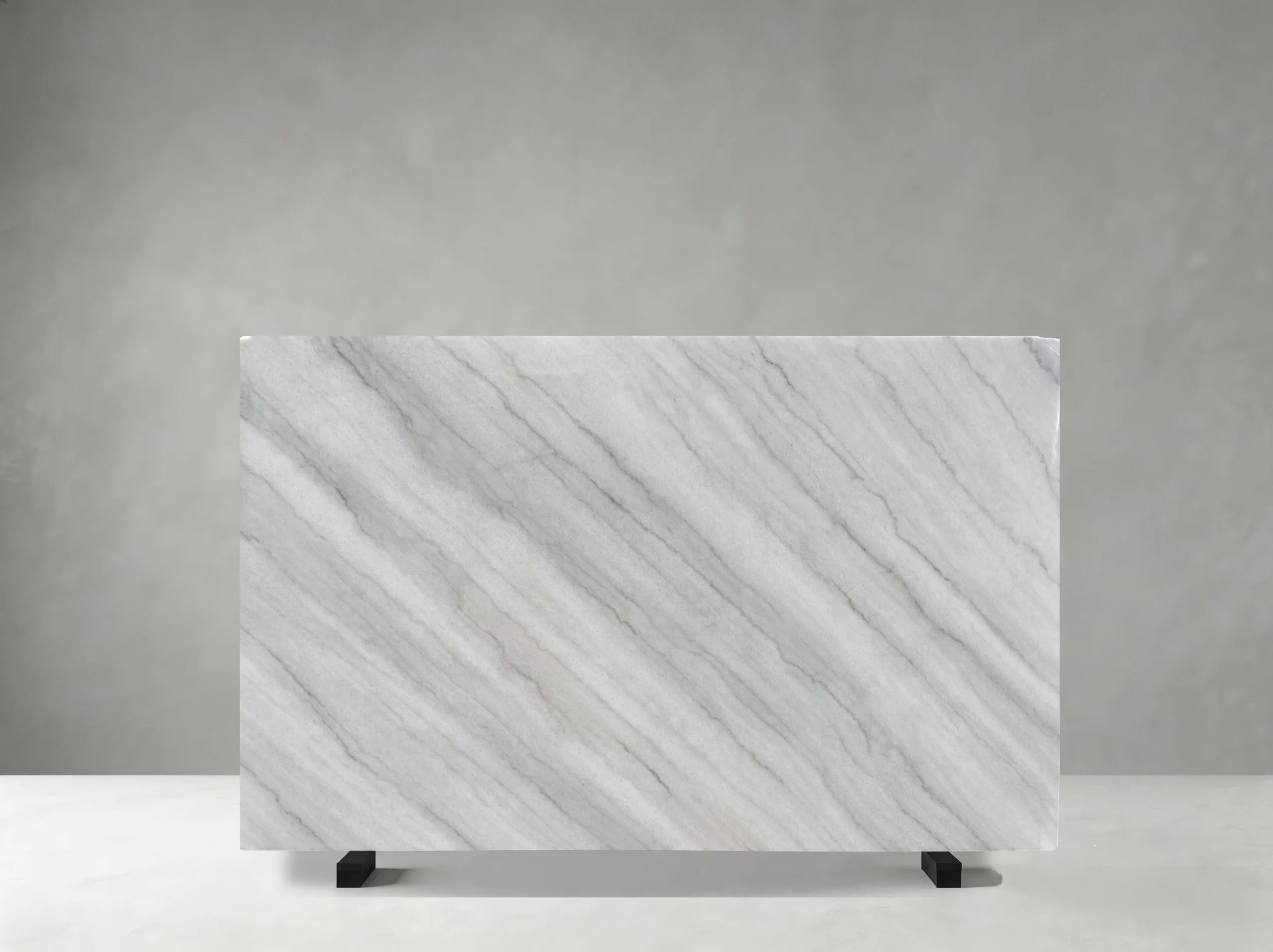 guanxi-carrara-white-marble-polished-slab-02.jpg Guanxi Carrara White Marble slab with soft parallel grey veins