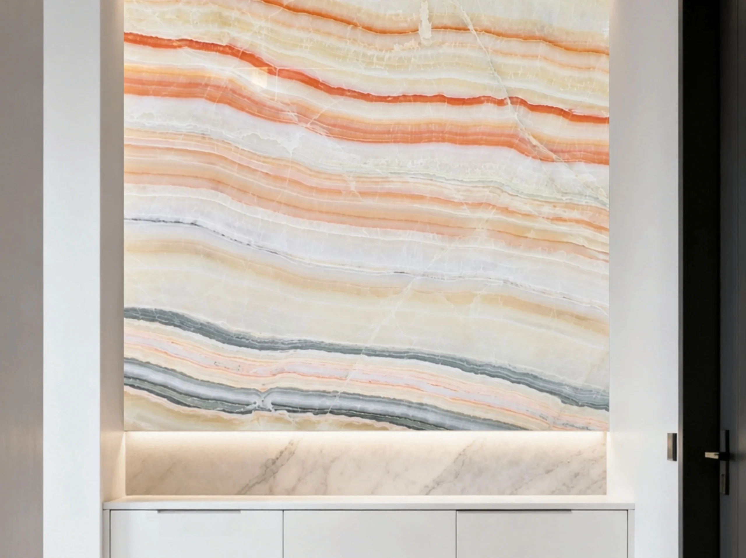 iran-rainbow-onyx-horizontal-wall-panel-02.webp iran rainbow onyx wall panel with horizontal cream orange peach grey and honey layered bands