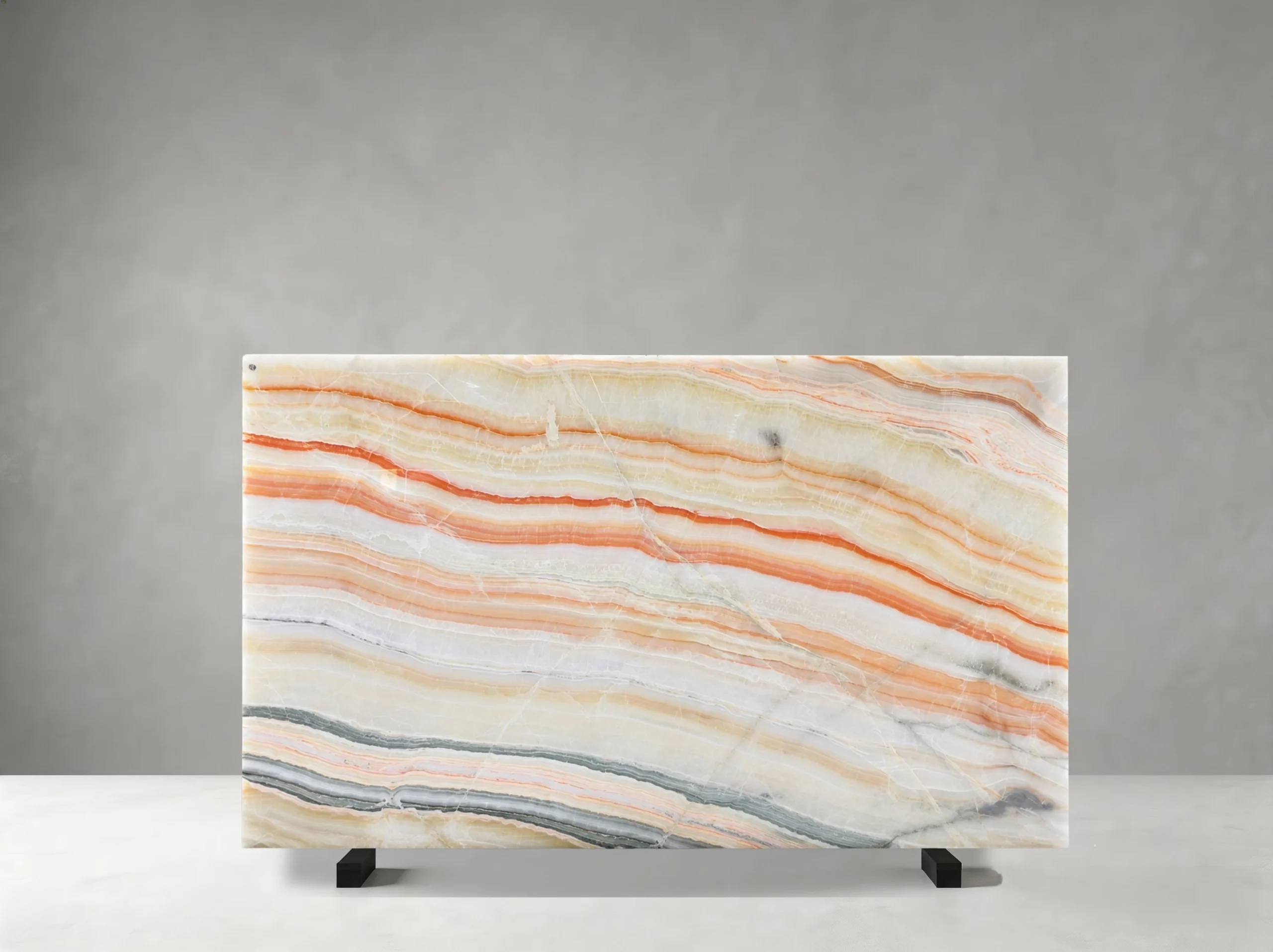 iran-rainbow-onyx-slab-peach-grey-layered-pattern-05.webp iran rainbow onyx slab with peach orange cream grey and ivory layered pattern