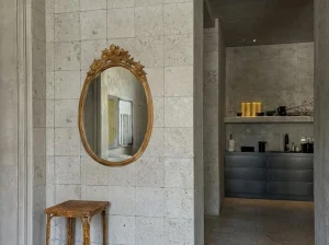 jura beige limestone bathroom wall cladding with beige fossil texture