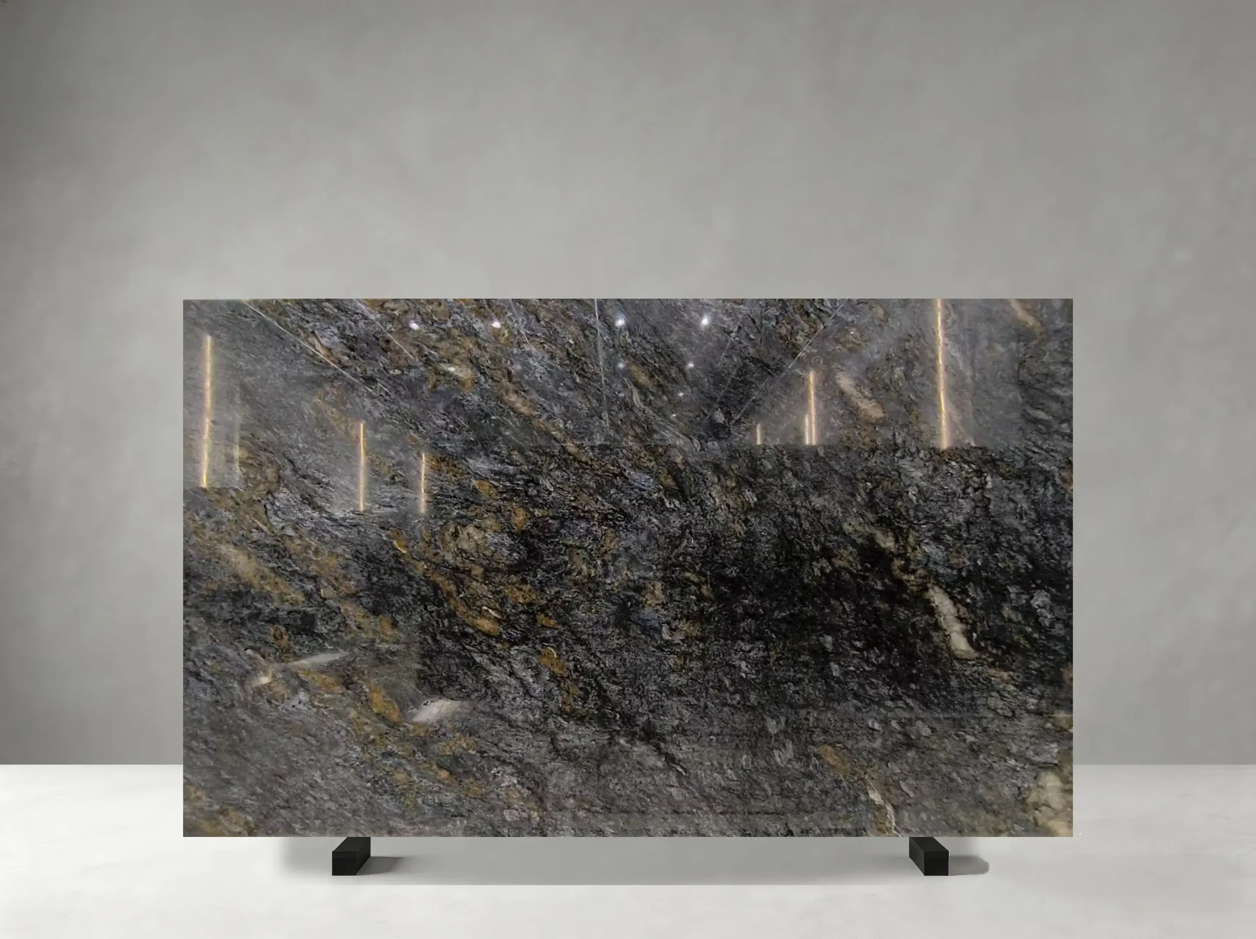 kozmus-black-granite-slab-dark-mineral-pattern-05.webp kozmus black granite slab with dark charcoal black and complex natural mineral pattern