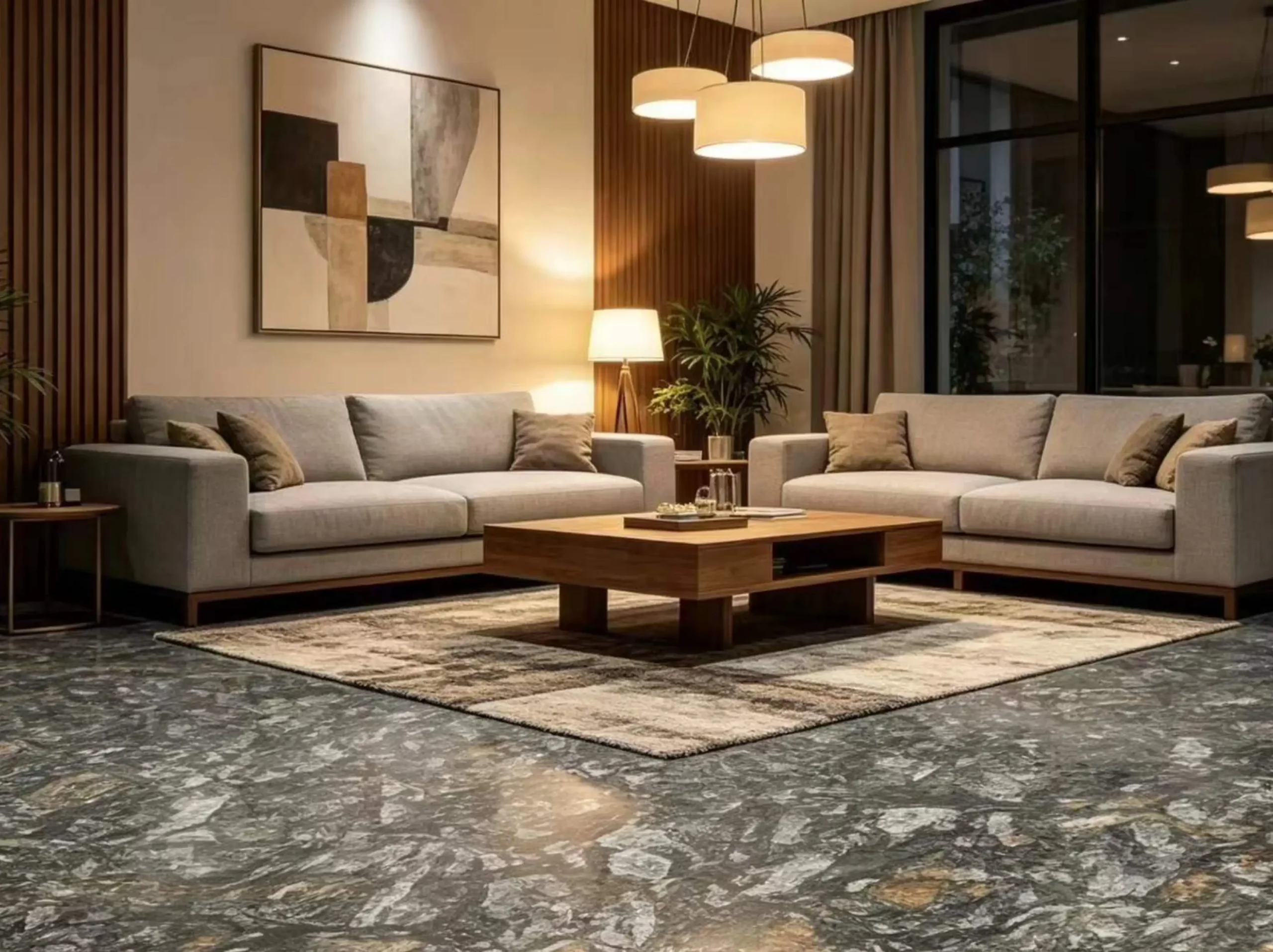 kozmus-granite-living-room-flooring-01.webp kozmus granite living room flooring with dark charcoal grey natural mineral pattern