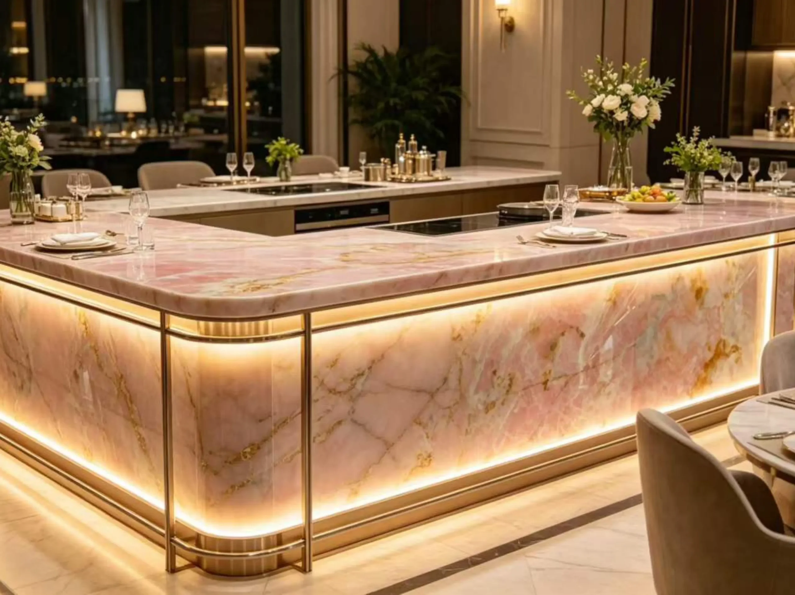 light-pink-onyx-backlit-bar-counter-restaurant-02.webp Backlit Light Pink Onyx bar counter with translucent panels in a luxury restaurant interior