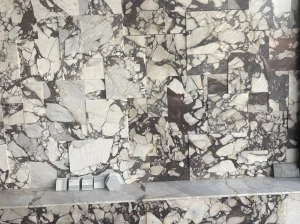 Marmi Breccia Violetta marble slabs with ivory-white, violet, burgundy and grey brecciated veining