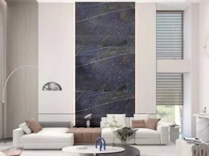 namibia blue classic sodalite tall living room feature wall with deep blue grey mineral movement