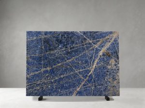 namibia blue sodalite granite slab with blue field and beige gold veining