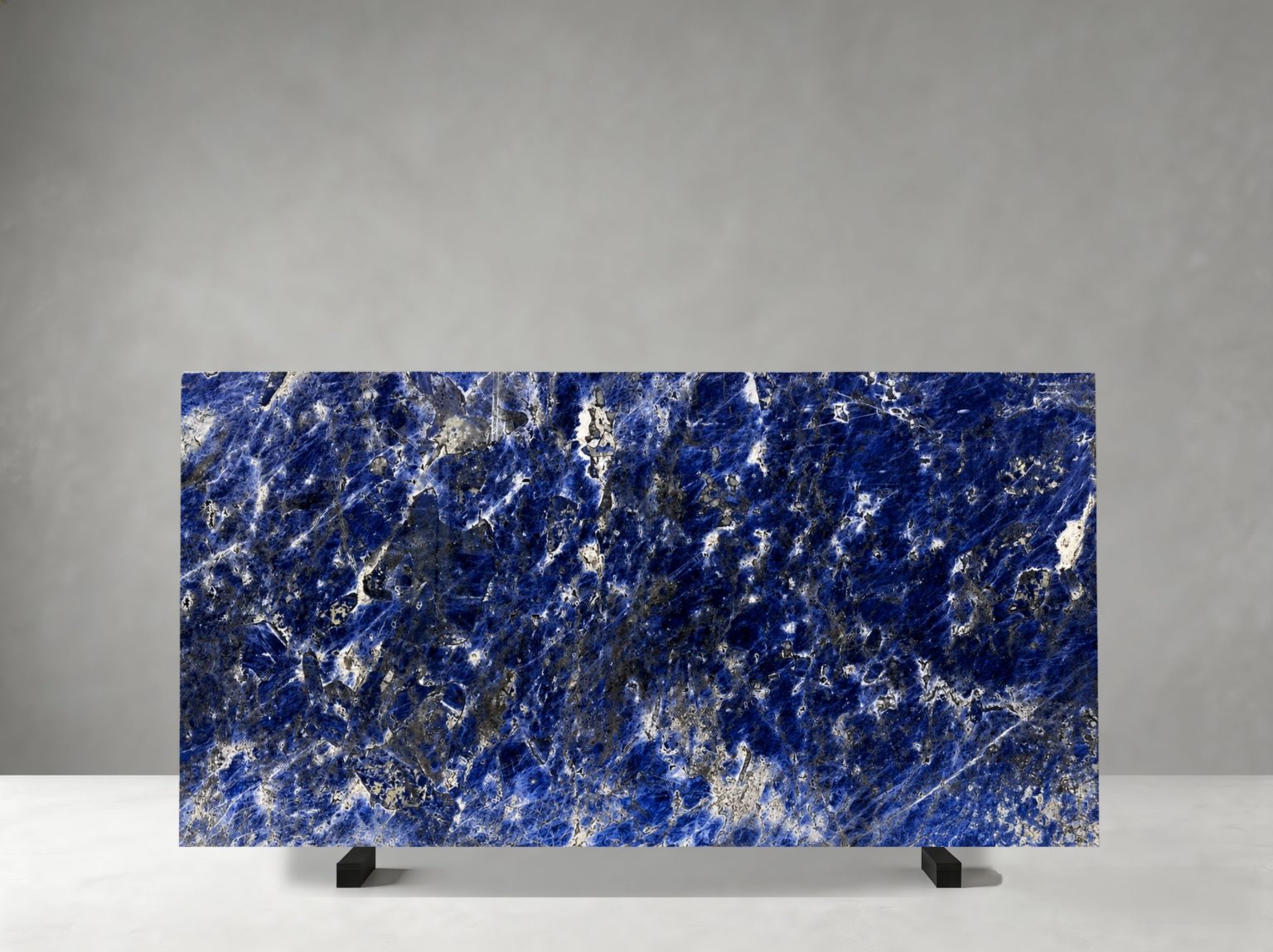 namibia blue sodalite granite slab with deep cobalt blue and white crystalline pattern