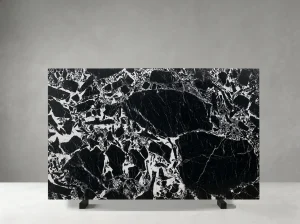 napoleon black marble slab with deep black base and bold white veining for walls and counters