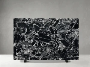 nepoleon black marble slab close up black white breccia texture for luxury interiors