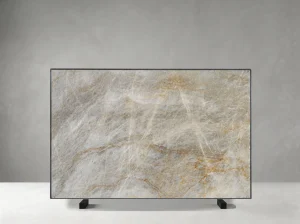 Perla Venata Quartzite slab with cream and golden beige veins