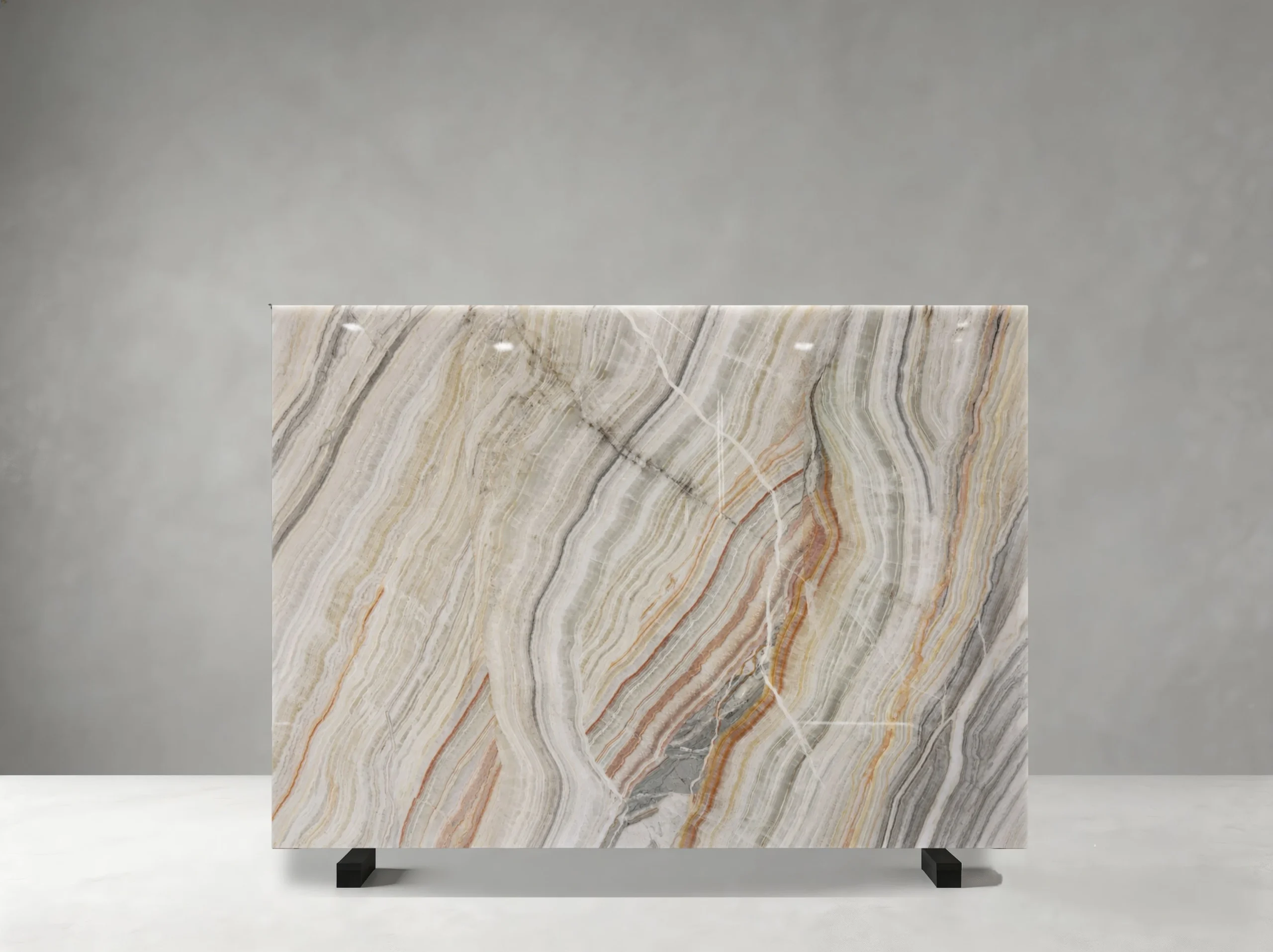 persian-rainbow-onyx-slab-grey-cream-bands-04.webp persian rainbow onyx slab with grey cream ivory peach and warm gold vertical layered bands