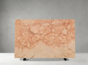 Pink Bvlgari Marble full slab with dense brecciated texture and balanced pink tones