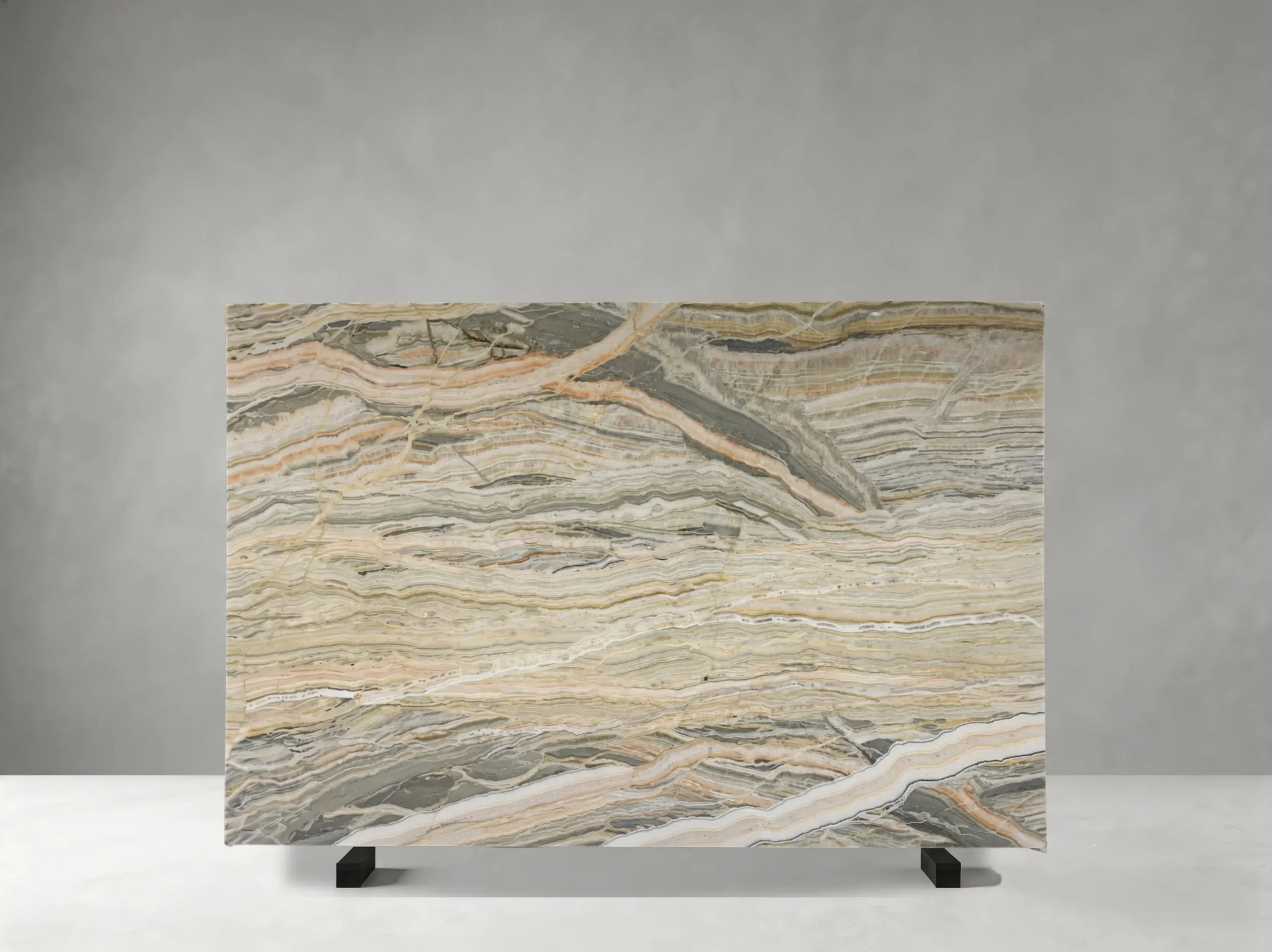 rainbow-onyx-slab-grey-peach-layered-pattern-04.webp rainbow onyx slab with grey cream peach orange and layered natural mineral pattern