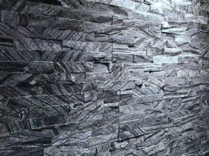 Rosewood Grain Black Marble split-face wall cladding