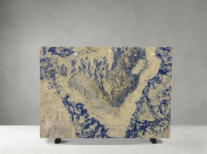royal azul sodalite marble slab with cream beige and royal blue mineral pattern
