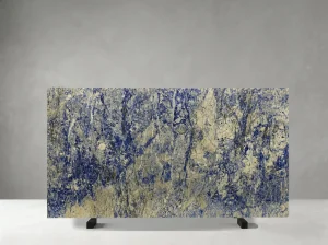 royal blue sodalite marble slab with blue cream beige flowing mineral veining