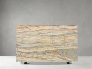 van gough onyx slab with cream grey pale yellow and orange layered mineral bands