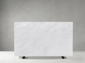 Full Volakas Marble slab with soft diagonal grey linear veining